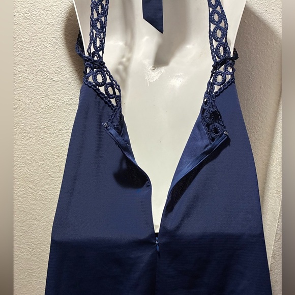Lulu's Navy Blue Backless Halter Lace Sundress XL - Picture 12 of 15